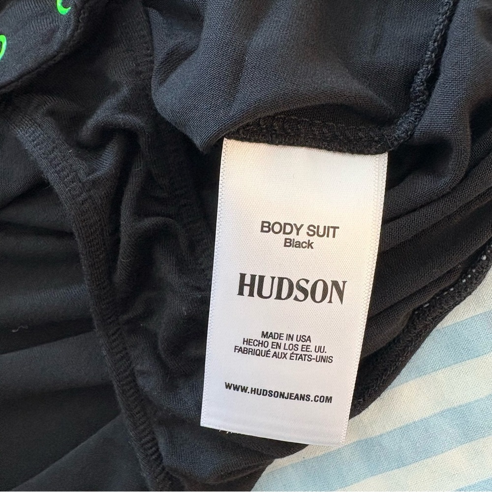 Hudson Jeans‎ Asymmetrical Bodysuit In Black Size L NWT - Picture 10 of 11